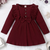 Maroon ribbed cotton blend casual fit & flare girls dress