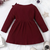 Maroon ribbed cotton blend casual fit & flare girls dress