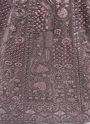 Pink Motif Crystal Pipe Embroidery Sequins   Dori Embroidery With Thread Net Lehenga Choli 4