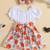 White floral printed cotton puff sleeve kids dress