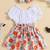 White floral printed cotton puff sleeve kids dress
