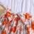 White floral printed cotton puff sleeve kids dress
