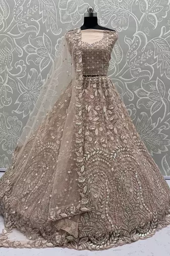 Peach Color Rainbow Sequins,Thread Work,Fancy Pattern Embroidery,Dori Work,Zircon Diamond Net Lehenga Choli