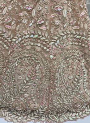 Peach Color Rainbow Sequins,Thread Work,Fancy Pattern Embroidery,Dori Work,Zircon Diamond Net Lehenga Choli 4