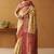Beige silk blend pochampalli border and pallu