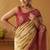 Beige silk blend pochampalli border and pallu