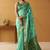 Turquoise silk blend pochampalli border and pallu