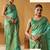 Turquoise silk blend pochampalli border and pallu
