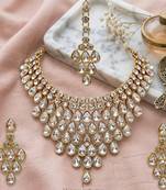 luxurious gold-plated kundan choker necklace set with earrings
