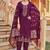 Wine heavy vertican silk kurta pent dupatta set