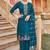 Teal heavy vertican silk kurta pent dupatta set