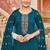 Teal heavy vertican silk kurta pent dupatta set