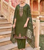 Mahendi heavy vertican silk kurta pent dupatta set