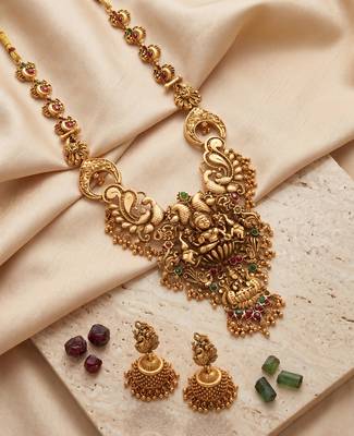 traditional gold-plated temple necklace set with earrings 1