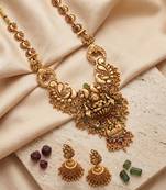 traditional gold-plated temple necklace set with earrings