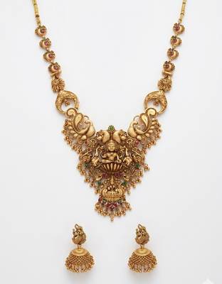 traditional gold-plated temple necklace set with earrings 2