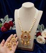 elegant white pearl and gold kundan necklace set