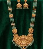 traditional lakshmi temple gold-plated necklace set