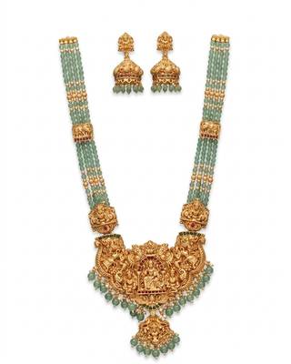 traditional lakshmi temple gold-plated necklace set 2