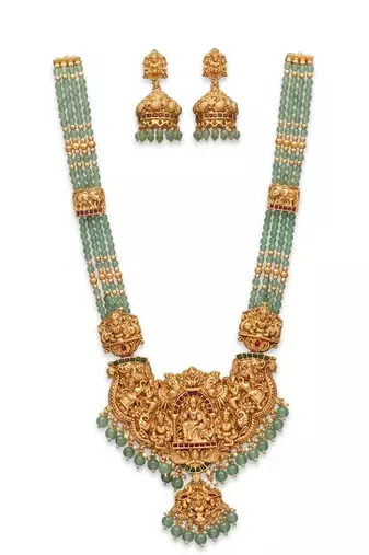 traditional lakshmi temple gold-plated necklace set