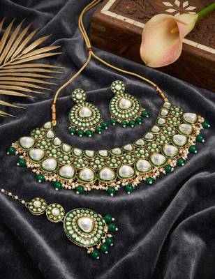 handcrafted gold-plated kundan choker necklace set 1