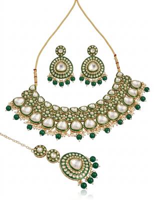 handcrafted gold-plated kundan choker necklace set 2