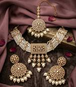  traditional gold-plated pearl choker jewellery set