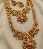 handcrafted lakshmi temple jewellery set with jhumkas