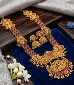 traditional gold-plated temple haram jewellery set