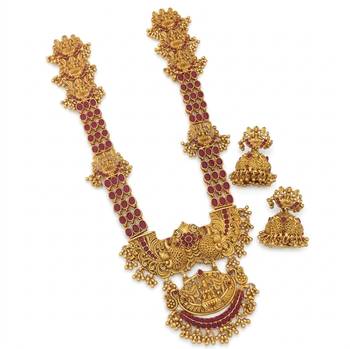 traditional gold-plated temple haram jewellery set 2