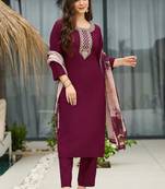 Maroon rayon kurti pent dupatta set