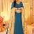Blue dyed silk anarkali kurti dupatta set