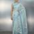 skyblue soft muga cotton with weaving saree
