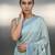 skyblue soft muga cotton with weaving saree