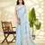  SKYBLUE linen silk blend butti weaving work SAREE