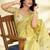 YELLOW linen silk blend butti weaving work SAREE
