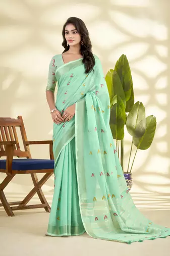  linen silk blend butti weaving work