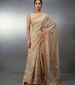 beige soft muga cotton with weaving saree