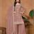 Peach embroideried pallazo set with dupatta semi stitched