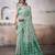 GREEN linen silk blend butti weaving work SAREE
