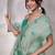 GREEN linen silk blend butti weaving work SAREE