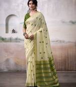 OLIVE linen silk blend butti weaving work SAREE 
