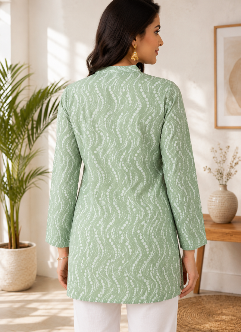 PISTA  REYON WITH DIGITAL PRINTED STYLISH WEAR KURTI 