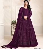 PURPLE COLOR TONE THREAD WORK NET GOWN