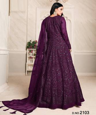 PURPLE TONE THREAD WORK NET GOWN 2