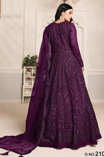 PURPLE TONE THREAD WORK NET GOWN