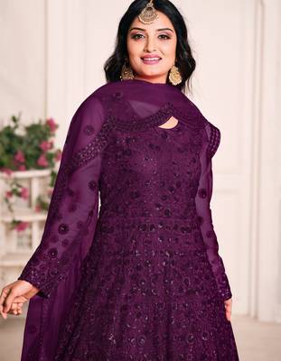 PURPLE TONE THREAD WORK NET GOWN 3