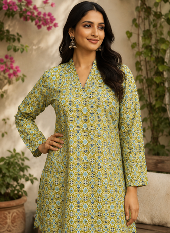 LIGHT GREEN Rayon DIGITAL PRINTED KURTI 