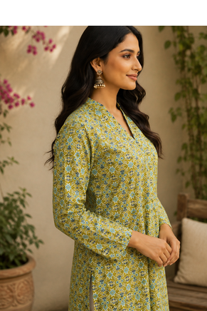 LIGHT GREEN Rayon DIGITAL PRINTED KURTI  2