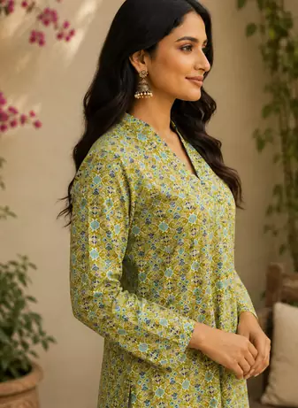 LIGHT GREEN Rayon DIGITAL PRINTED KURTI 
